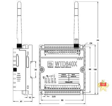 WTD840X 远程I/O模块 WiFi无线 16路隔离数字量/计数输入终端 