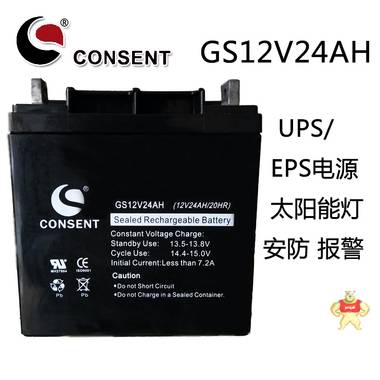 光盛蓄电池GS12V24AH型号价格/CONSENT蓄电池12V24AH价格 