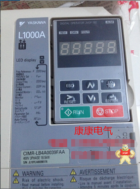 八九成新安川变频器 CIMR-LB4A0039FAA 400V 18.5KW 电梯专用 