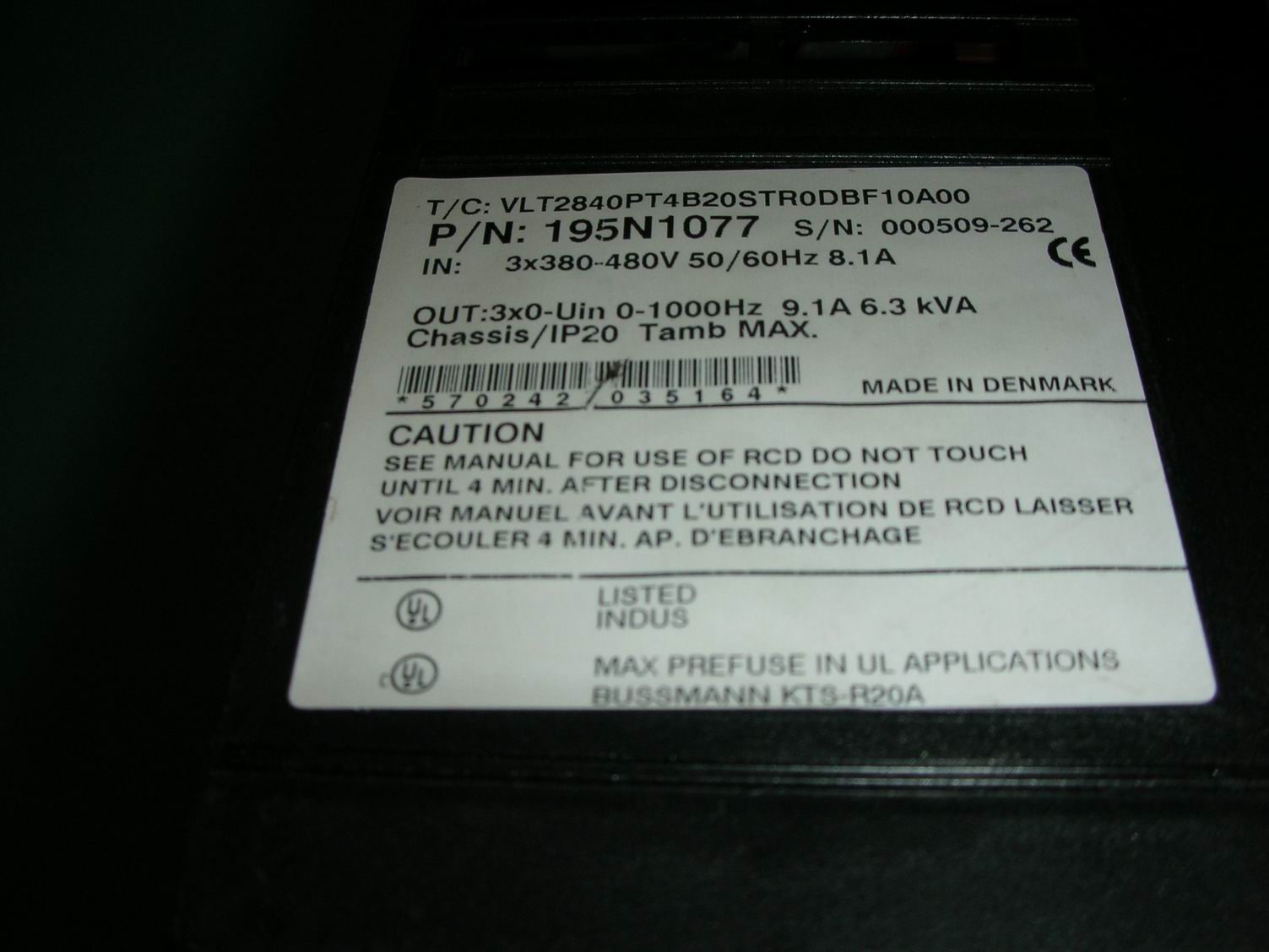 丹佛斯 VLT2840PT4B20STR0DBF10A00