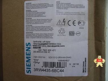 全新西门子软启动器3RW4435-6BC44 75KW 