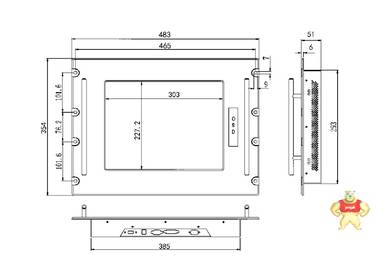 厂家直销工业显示器 高强度铝合金面板液晶显示器YR150研睿工控 