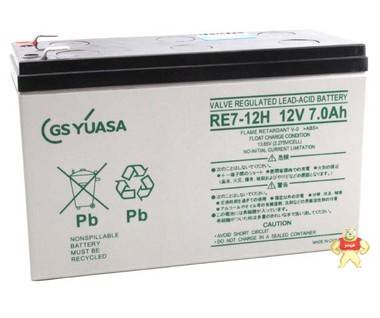 汤浅(YUASA) RE7-12 阻燃型免维护蓄电池 12V7AH 太阳能 UPS电瓶 