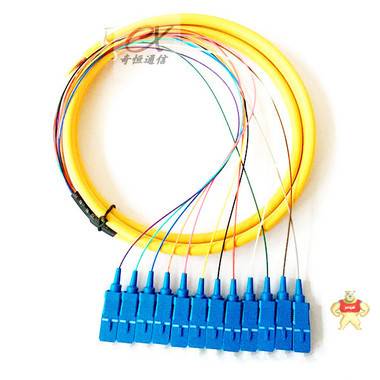 奇恒通信12芯SC束状尾纤，电信级1.5米SC束状尾纤 